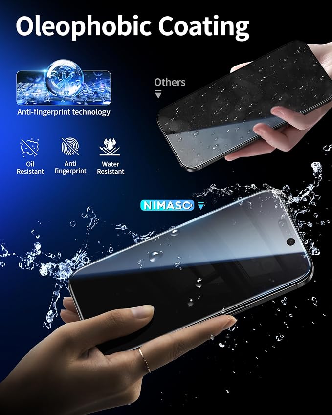 NIMASO for iPhone 17e/16e/13 Pro/13/14 Screen Protector 2 Pack Privacy Tempered Glass Screen Protector for iPhone 16e Anti-Spy Automatic Dust Removal Instant Installation (6.1 inches)