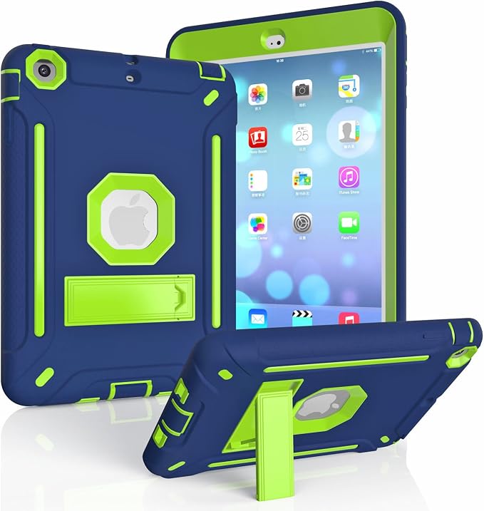 MAKEIT CASE iPad Mini Heavy Duty Hybrid Shockproof Protective Case - Full-Body Rugged Silicone and PC Hard Case With Kickstand for iPad Mini 1/2/3