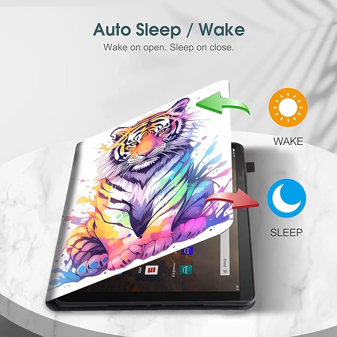 Case for All-New Amazon Fire HD 10 and 10 Plus Tablet (13th/11th Generation 2023/2021 Release) 10.1 Multi-Angle Smart Stand Cover Auto Sleep/Wake Skull and Fire