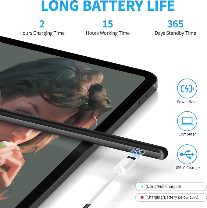 Stylus Pen 2P for Touchscreen Compatible for Phones/Tablet Black