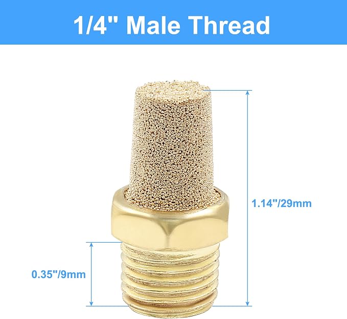 10 Pack 1/4" Male Thread Pneumatic Brass Exhaust Muffler Filter Air Pneumatic