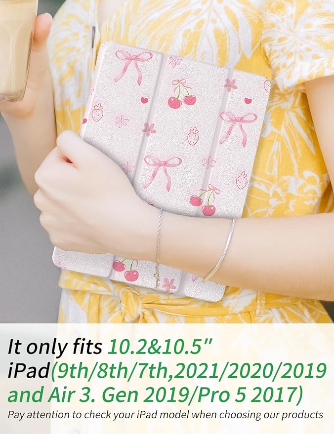 Case for iPad 9th/ 8th/ 7th Generation Case 10.2&amp10.5 Inch (2021/2020/2019 Release) Slim Lightweight Soft Trifold Back Cover with Pencil Holder &amp Auto Sleep/Wake CoverBeige Checkered