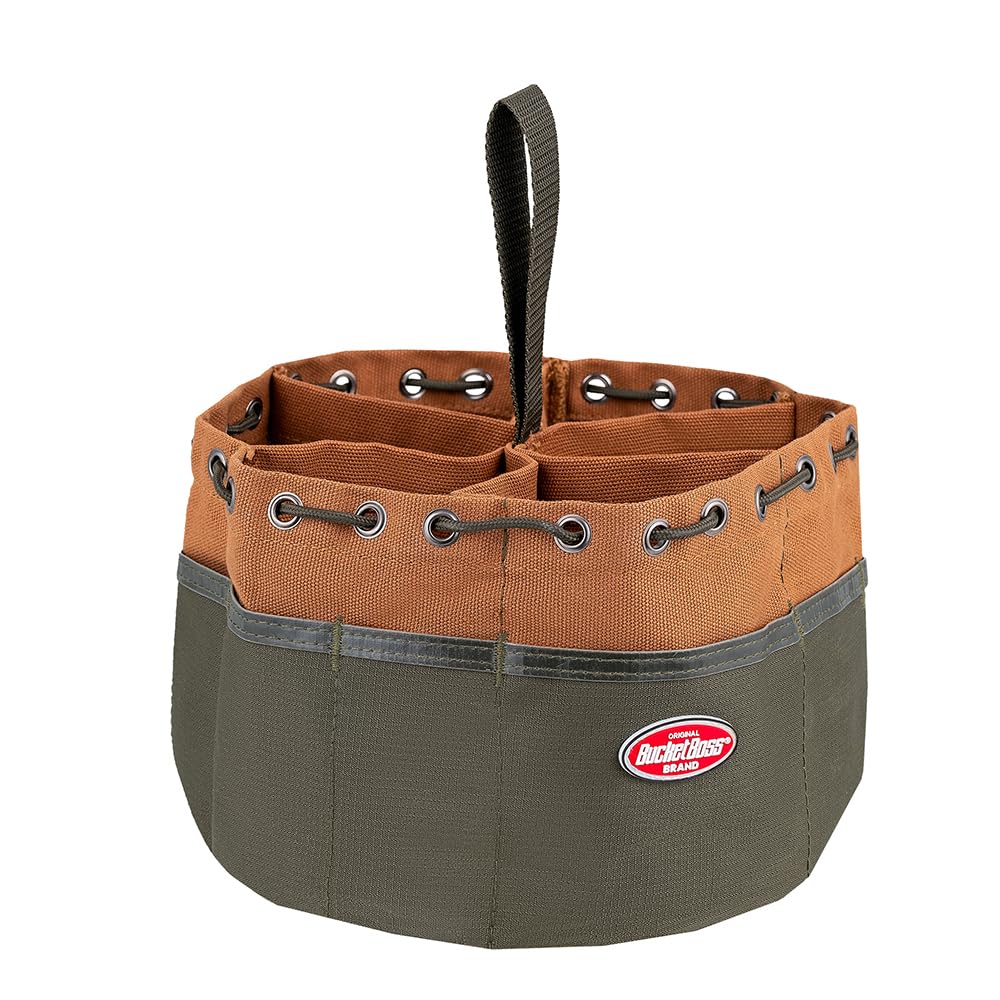 Bucket Boss 25001 Canvas Organizer Parachute Bag with 19 Pockets for Nails,Screws, and Bolts in Brown (Pack of 6)