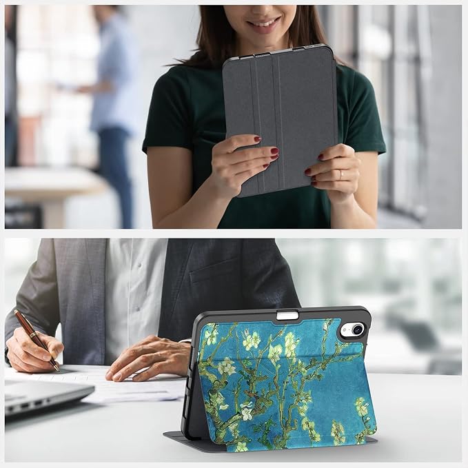 Case for iPad mini 7 (A17 Pro) 2024/Mini 6 2021 8.3-Book Black | Slim Lightweight Folio Stand Case Auto Wake/Sleep Soft TPU Back Cover with Pencil Holder for iPad mini 7th/6th Generation