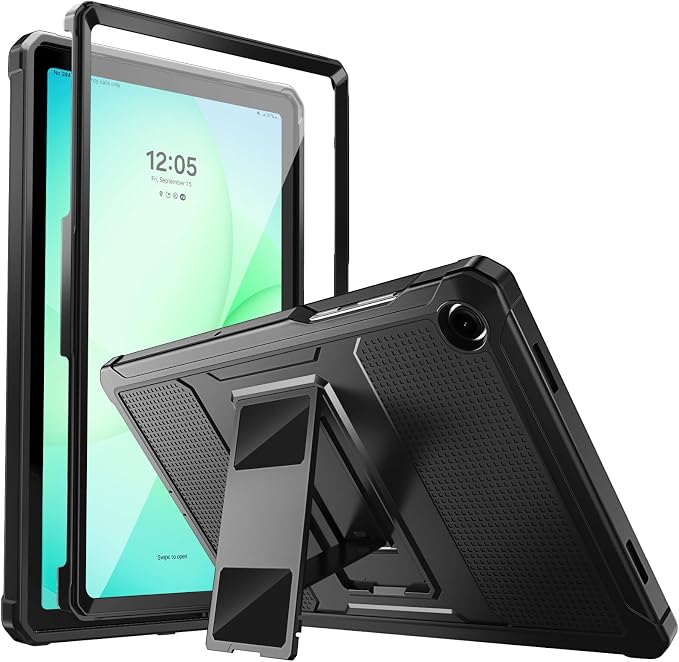 MoKo Shockproof Case Fit Samsung Galaxy Tab A11+ Plus/ A9+ 11 Inch | Full Body Rugged Stand Back Cover with Built-in Screen Protector for Galaxy Tab A11+/ A9+ Tablet Light Gray