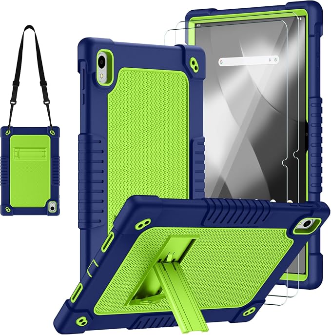 for Onn. 12.1 Tablet Pro 2024 Model Tablet Case with 2 Pcs Screen ProtectorHeavy Duty Shockproof Stand Shoulder Strap Case for Walmart Onn 12.1 2024 Model:100146663 (Black/Blue)
