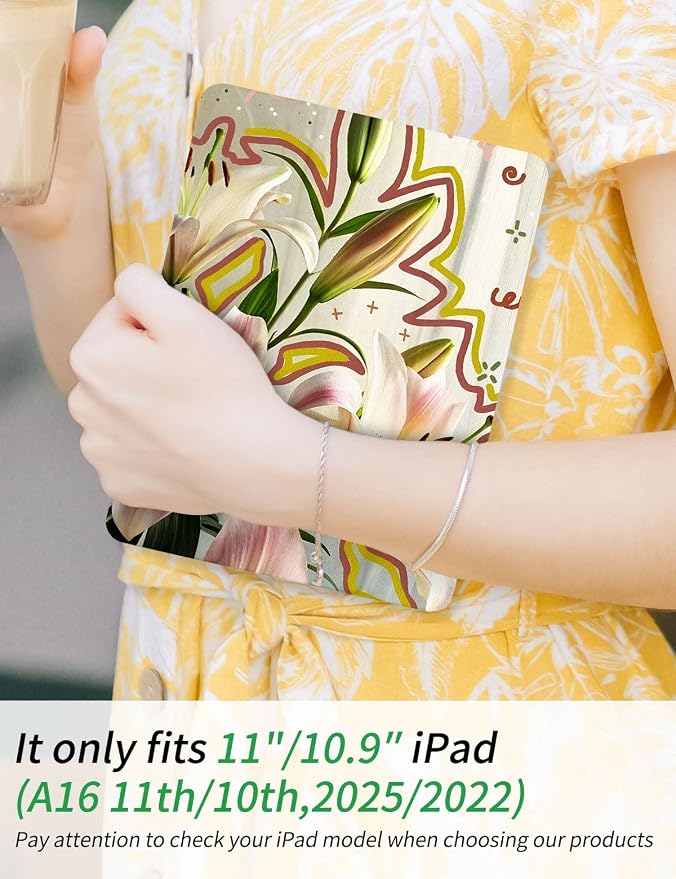 Case for iPad 9th/ 8th/ 7th Generation Case 10.2&amp10.5 Inch (2021/2020/2019 Release) Slim Lightweight Soft Trifold Back Cover with Pencil Holder &amp Auto Sleep/Wake Cover Cherries Cheetah Bows