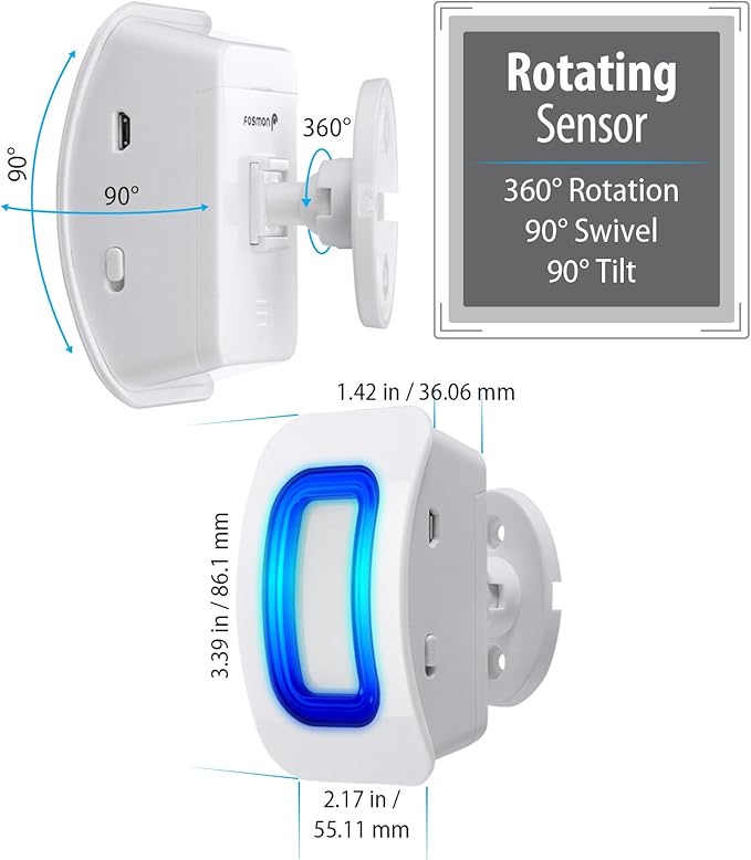 Fosmon WaveLink Door Chime Driveway Alarm Guard Wireless Motion Sensor (500 Feet, 58 Tunes, 5 Volume Levels, LED Indicators) Motion Detector Home/Business/Store Entrance Alert (1 Receiver + 2 Sensor)