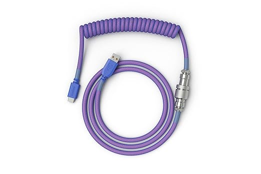 GLORIOUS Coiled Keyboard Cable – Coiled USB C Cable Artisan Braided Cables for Mechanical Gaming Keyboard Coiled Cable - Custom Keyboard Cable (Cobalt Blue)