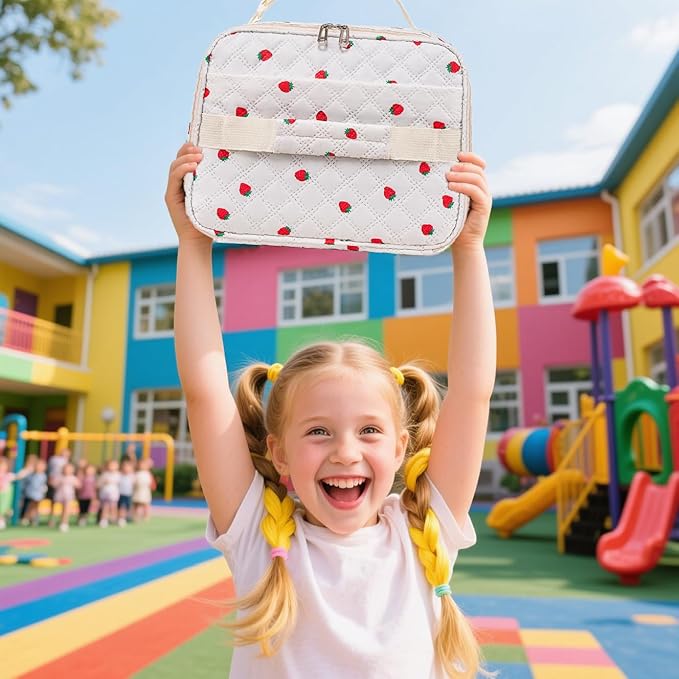 Strawberry Lunch Bag for Girls with Aesthetic Reusable Snack Bag Small Lunch Box Cute Pequeña Lonchera Toddler Lunch Pail