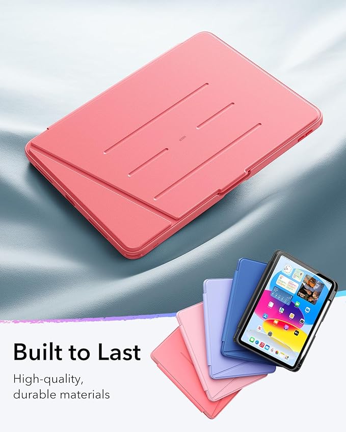 ESR for iPad A16 Case, iPad 11th/10th Generation Case (2025/2022), Vertical Stand Cover, Multi Stand Angles, Ultra-Stable Cover with Pencil Holder, Flip Series, Watermelon Pink
