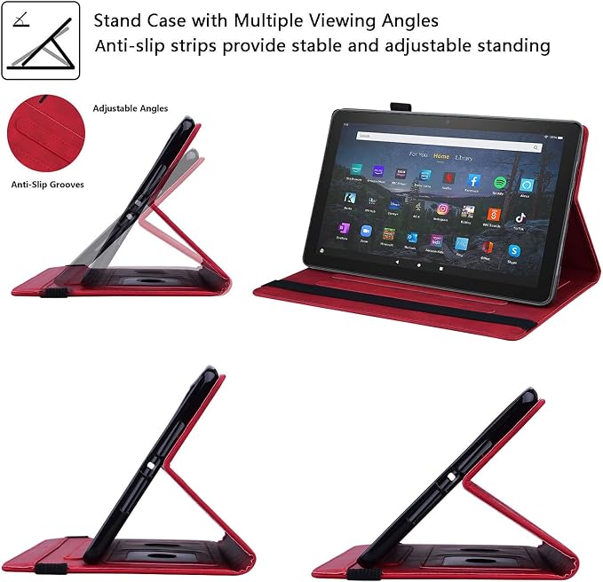 Fire HD 8 Case Slim Folding Stand Auto Wake/Sleep Wallet Case with Cards/Cash Holder for Amazon Fire HD 8(8th/7th/6th Gen 2018/2017/2016 Release)-Black