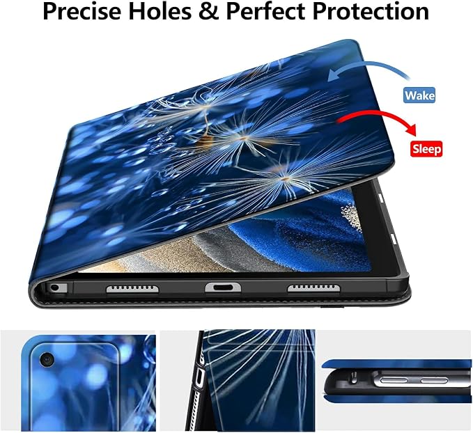 Case for Fire 7 Tablet &amp Fire 7 Kids (12th Gen 2022 Release) - Slim PU Leather Protective Smart Cover with Auto Sleep/Wake &amp Multi-Angle StandBlue Dandelion