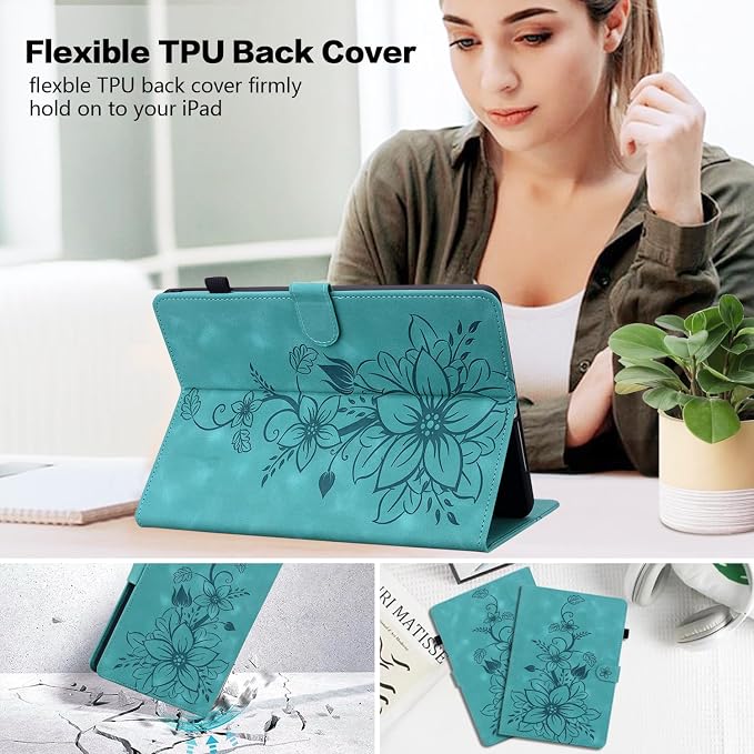 Case for All-New Amazon Fire HD 10 and 10 Plus Tablet (13th/11th Generation 2023/2021 Release) Magnetic Clasp Stand Leather Case with Pen Holder Blue