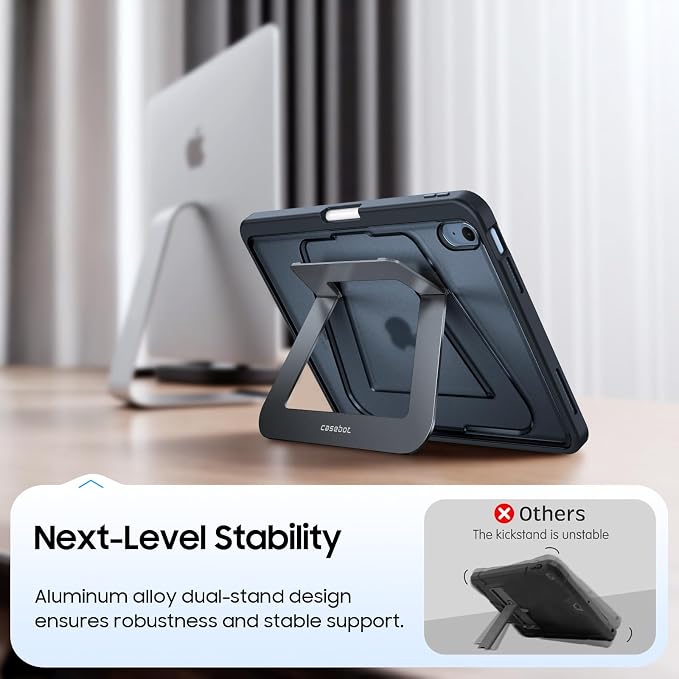 Fintie Shockproof Case for iPad (A16) 11th Gen 11-in iPad 10th Gen 10.9 | Slim Frosted Hard Back Cover Multi-Angle Viewing Built-in Kickstand &amp Pencil Holder Anti-Scratch Black