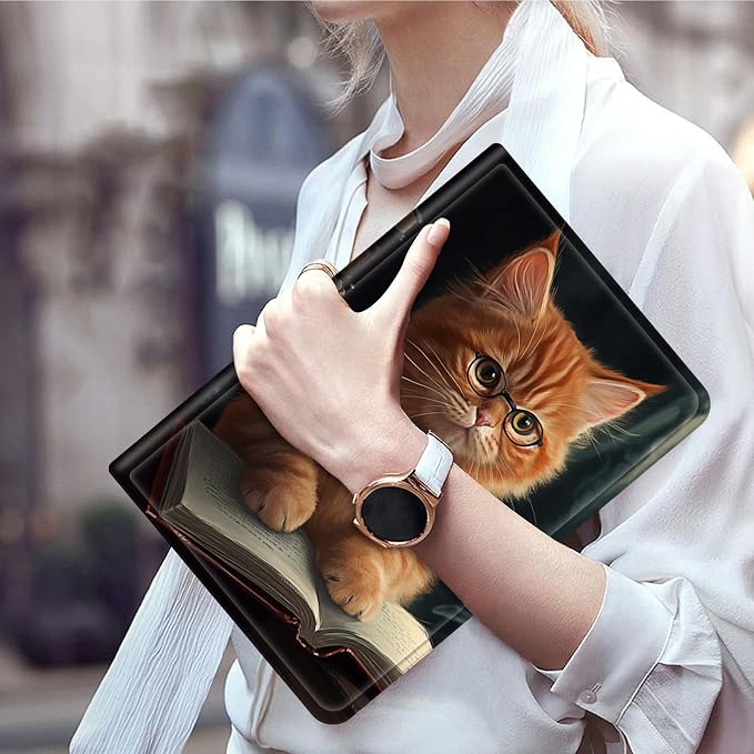 Case for 7 All-New Kindle Paperwhite (12th Generation 2024) and Kindle Colorsoft Signature Edition CoverSlim PU Leather Smart Cases with Auto Wake/Sleep-Black Cat Night Sky