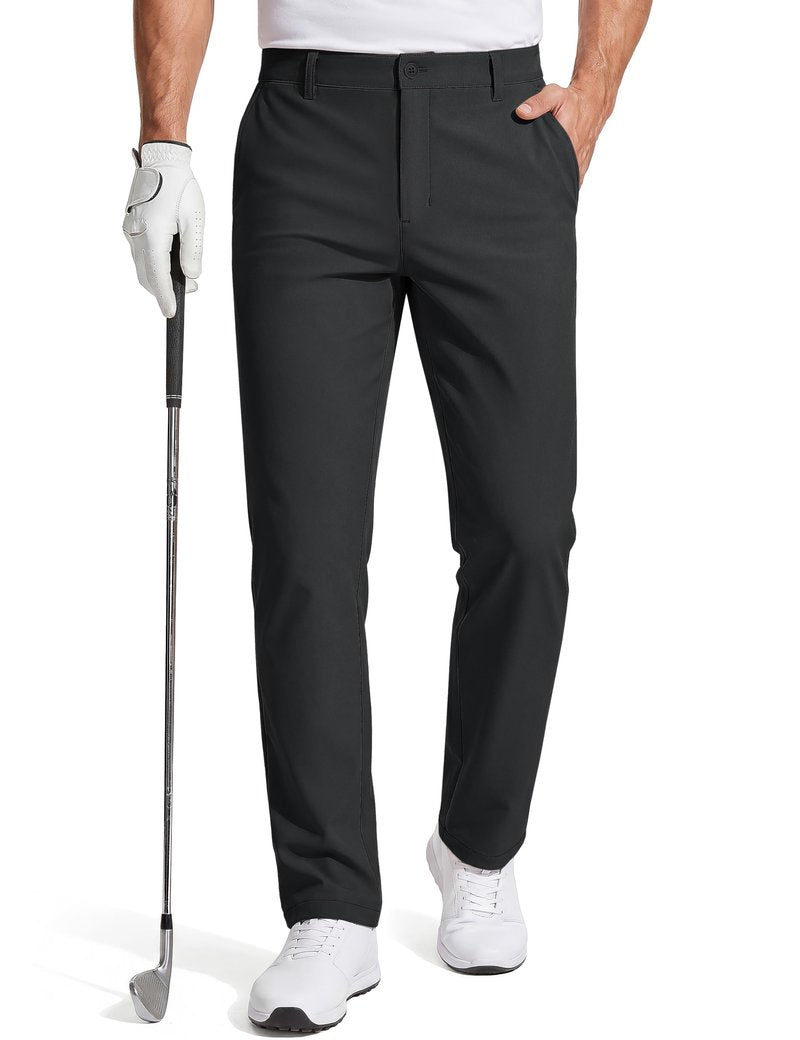 TACVASEN Mens Golf Pants Black Dress Work Pants Stretch Lightweight Comfy Quick Dry Classic Fit Casual Slacks Travel Trousers with Pockets
