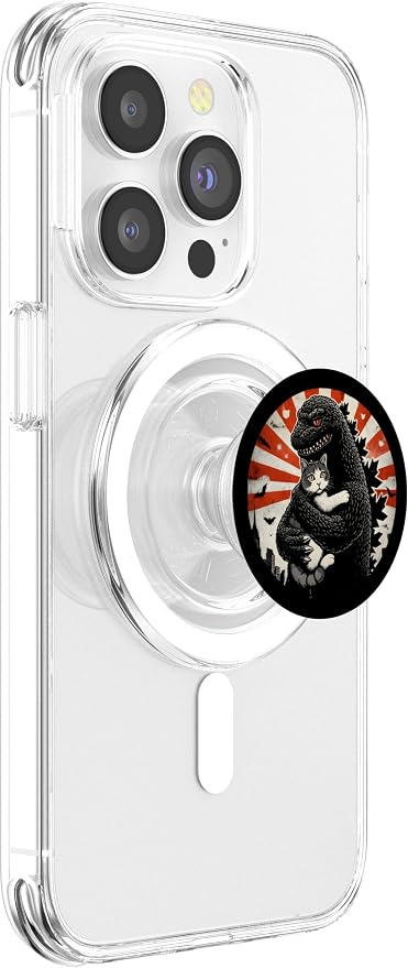 Black Red Monster Cat PopSockets PopWallet for MagSafe
