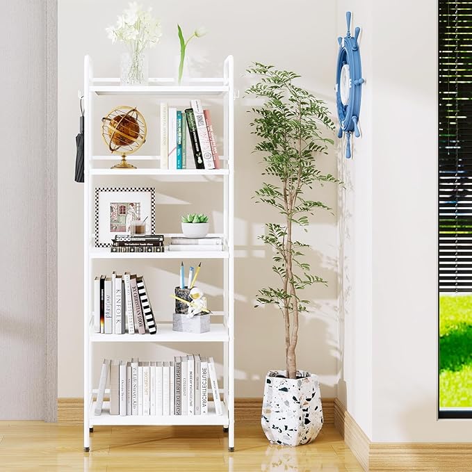 HDANI Storage Shelves,5-Tier Metal Storage Rack with Shelf,Shelf Organizer,Garage Standing Shelving Unit for Laundry,Bathroom,Kitchen,Pantry, Closet,23.6''W X 13.8''D X 63''H,White