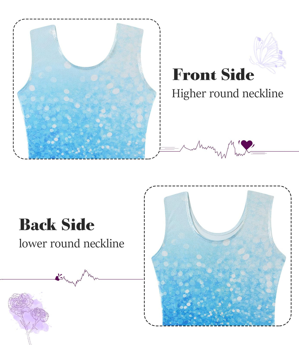 Vogseek Sparkly Gymnastics Leotards for Girls 7 8Y White Blue Dancewear