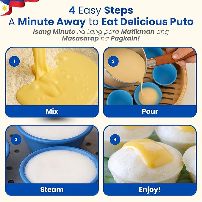 TraditionTools MEDIUM Size (2.8" x 1.2") 40 Pcs Puto Molder Filipino with Pouring Measuring Cup - Kutsinta Molder for Baking - Puto Mold Cups for Steamer - Filipino Plastic Molds for Desserts