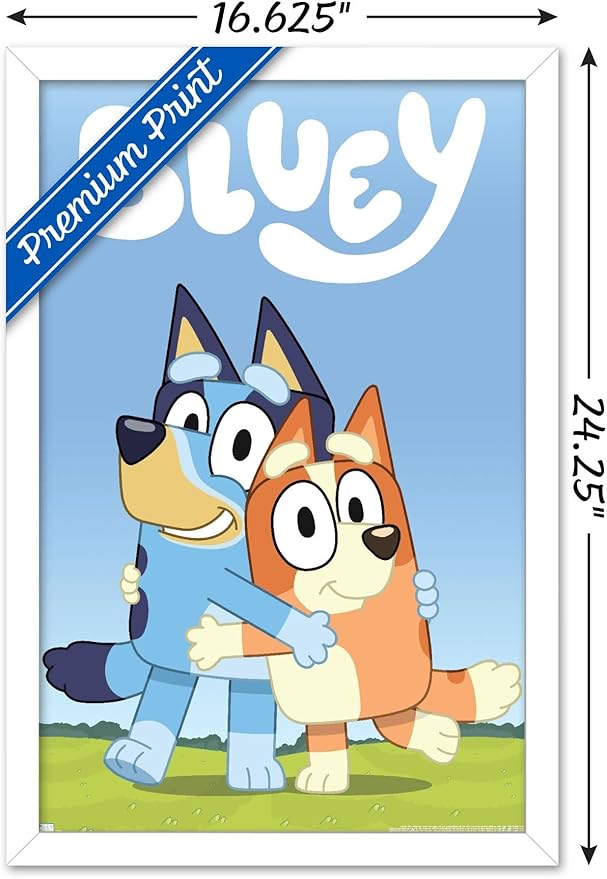 Bluey - Hug Wall Poster, 22.4L" x 14.7W", White Framed Version