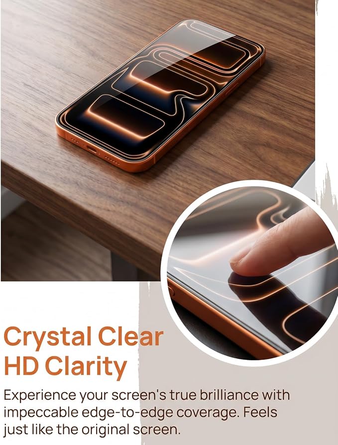 9H Tempered Glass Screen Protector for iPhone 17 Pro Max2 PCS HD Full Edge
