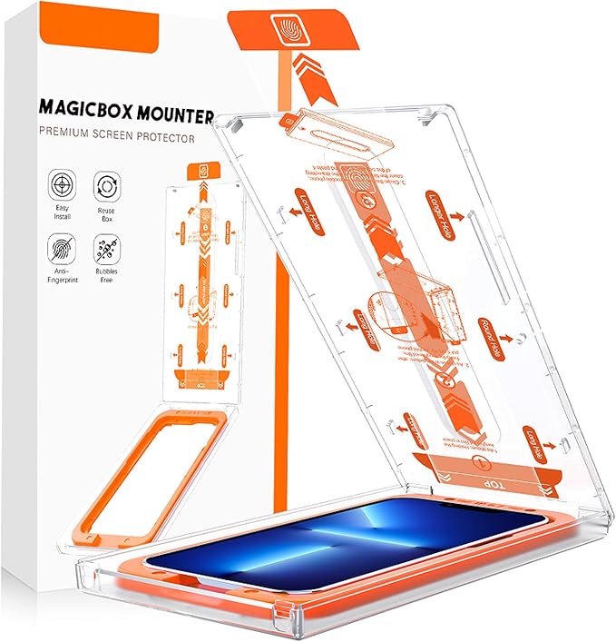 16 Pro Screen ProtectorAuto-Dust Removal Compartment With IPhone 16 Pro Screen Protector with Dust Free Chamber [Zero Bubble] 9H+Tempered Glass Films Shockproof (16 Pro)