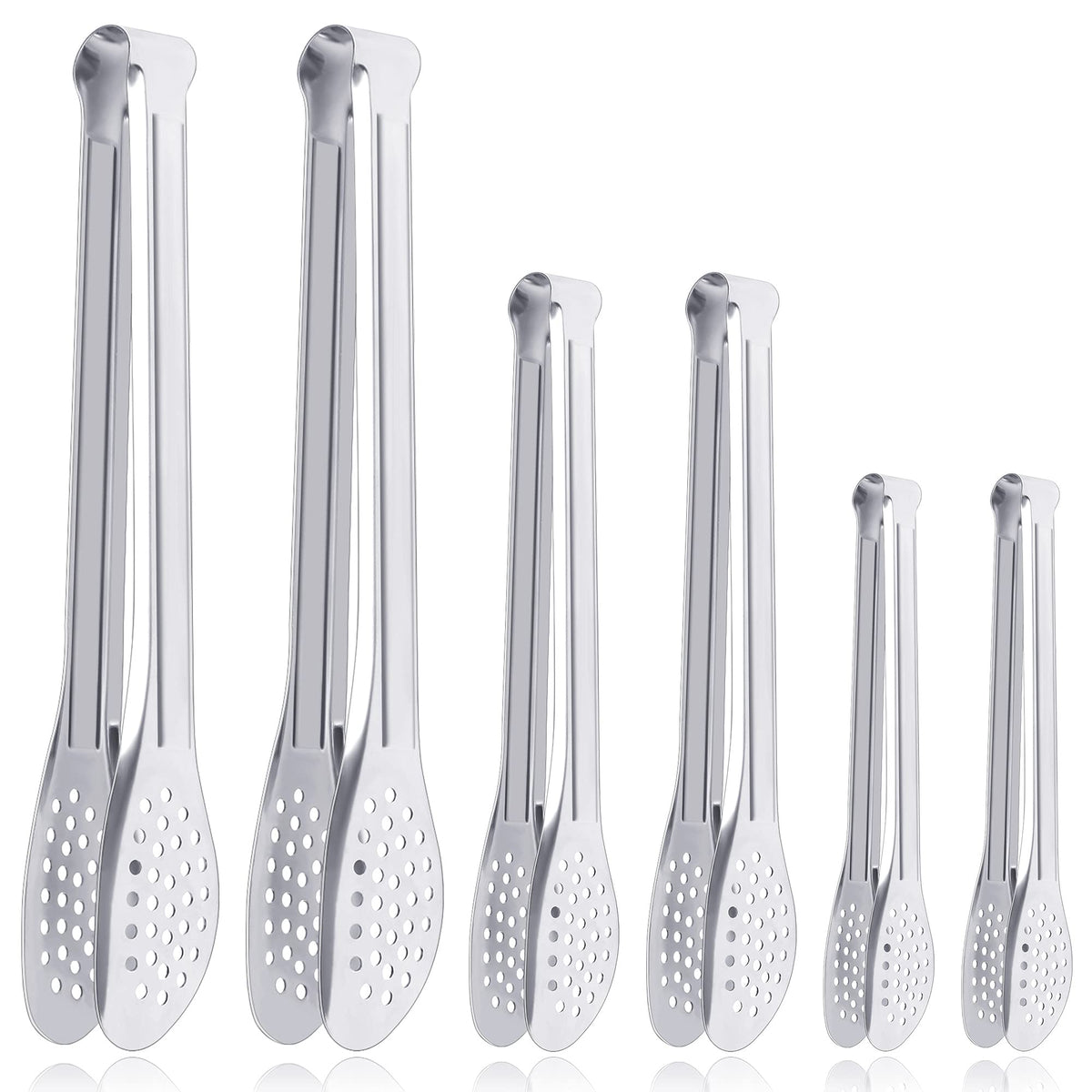 6 Pack Serving Tongs for Buffet Stainless Steel Serving Utensils 7,9,12Inch