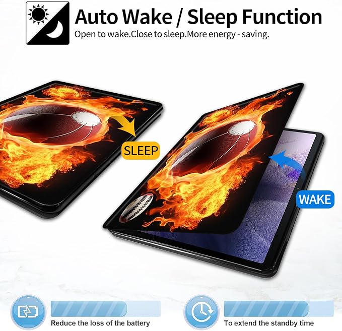 Case for iPad (A16) 11th Generation 11 Inch (2025)iPad 10th Generation 10.9 Inch (2022)PU Leather Slim Standing Smart Coverwith Auto Sleep/WakeBall on Fire