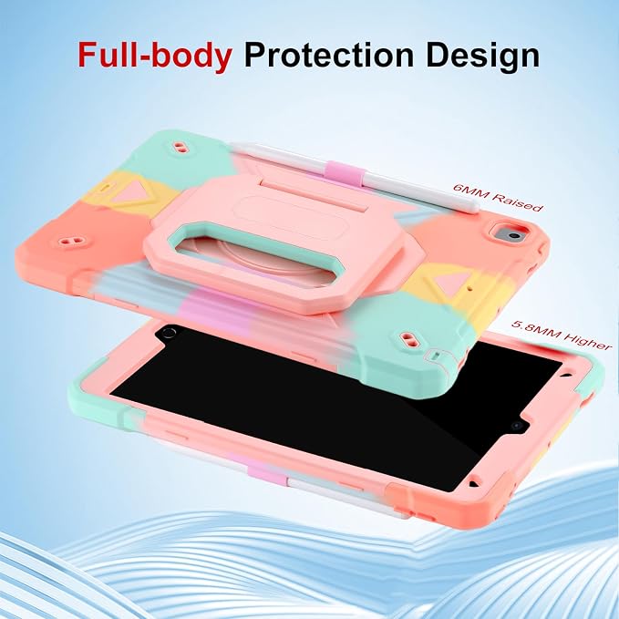 Case for iPad 9th Generation (2021) /iPad 8th Gen (2020)/iPad 7th Gen (2019) Military Grade Shockproof iPad Case Built-in 360°Rotating Stand/Pen Slot/Shoulder Strap for iPad 10.2 (Black)