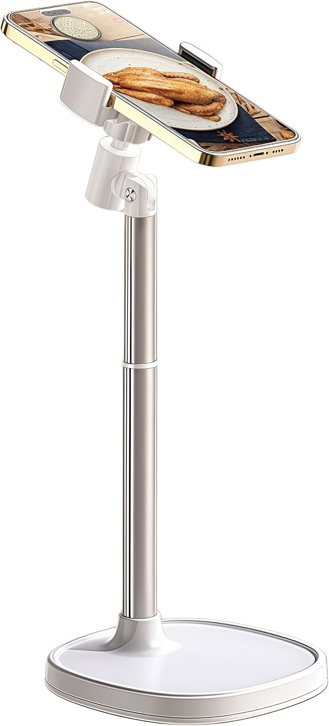 Adjustable Cell Phone Stand360° Rotating Lifting Mobile Phone Holder | for DeskVideo Recording HomeOffice Compatible with All iPhone for Galaxy