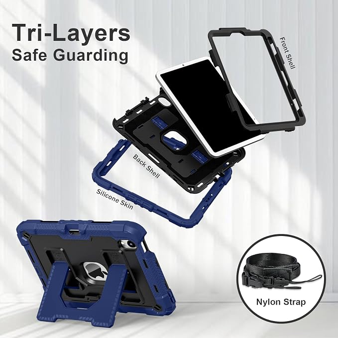 Kids Case Compatible with iPad mini 7 A17 pro 2024 Mini 6 8.3”Colorful Shockproof Case with Pencil Holder and Adjustable Big StandHandle Strap for iPad mini 6th 7th Gen