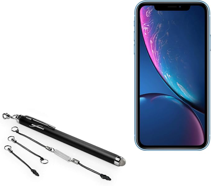 BoxWave Stylus Pen Compatible with Apple iPhone XR - EverTouch Capacitive Stylus Fiber Tip Capacitive Stylus Pen - Jet Black