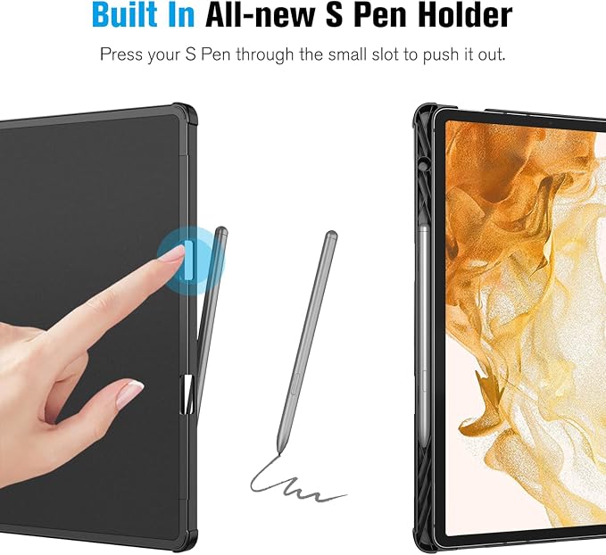 Fintie Multi-Angle Viewing Case for Samsung Galaxy Tab S8+/S7 FE/S7+ 12.4 | Front Card Pocket 3 Viewing Angles S Pen Holder Auto Wake/Sleep Black