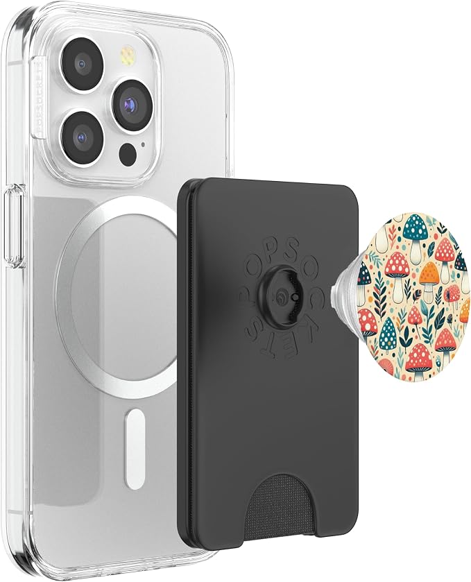 Beige Colorful Mushroom Pattern PopSockets PopGrip for MagSafe