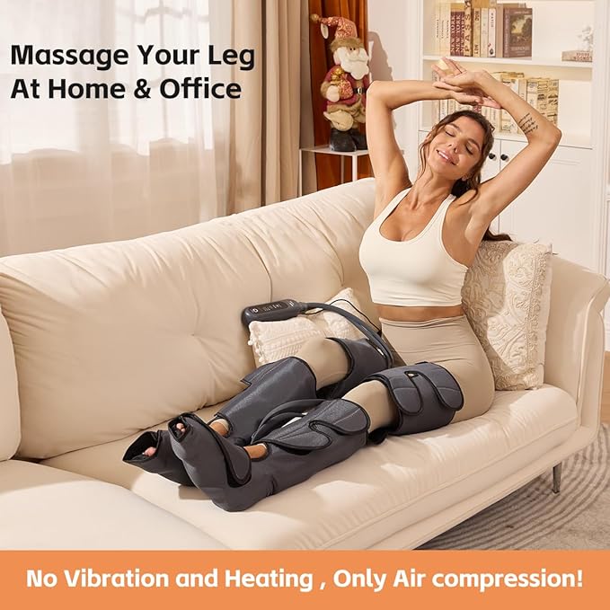 SHINE WELL Leg Compression Massager, Air Compression Massager for Circulation and Pain Relief, 3 Modes 3 Intensities 2 Extenders and Adjustable Wraps, Gift for Family or Friend