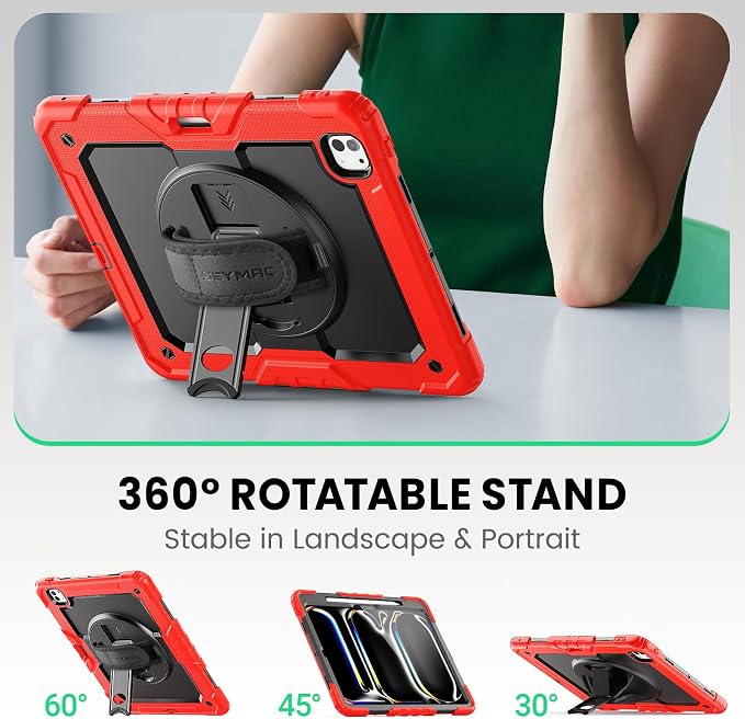 SEYMAC for iPad 9th/8th/7th Generation Case 10.2 2021-2019 Full-Body Shockproof Protective Case with Screen Protector Rotating Stand/Handle/Shoulder Strap for iPad 10.2 Blue/Black