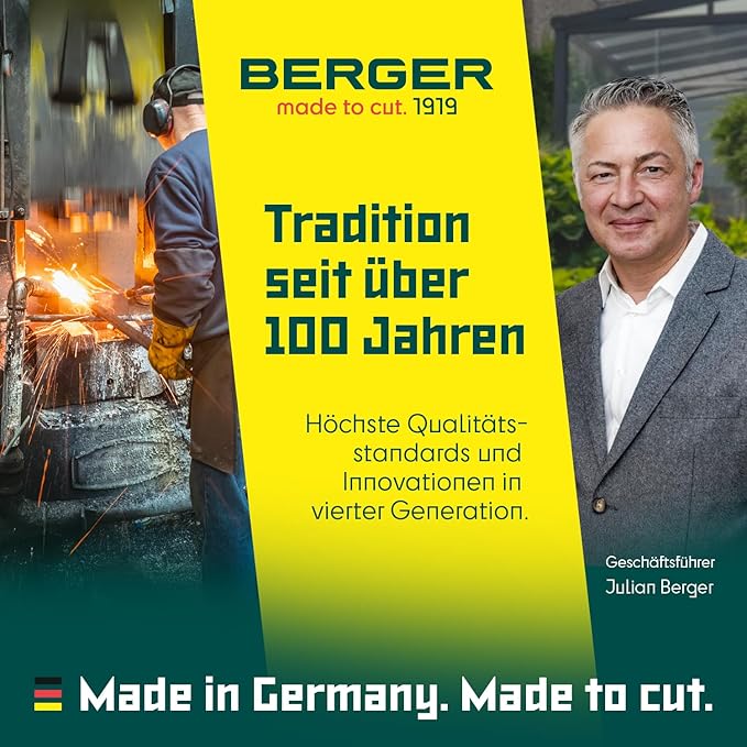 BERGER Lopping Shear Bypass Classic, Length: 600 mm Made of high-Grade Steel, Pruning Shear with Stop Damper no. 4200