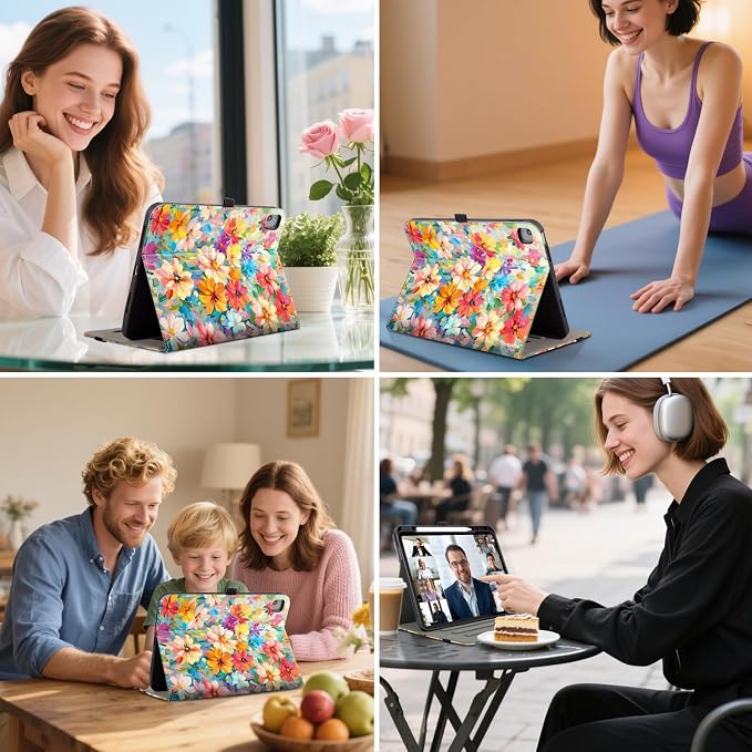 Vimorco Folio Case for iPad Air 13 inch M4/M3/M2 (2026/2025/2024)Dragonfly | for iPad Pro 12.9 inch 6th/5th/4th/3rd GenerationPencil Holder&ampPocket&ampHand StrapAdjustable Angles CoverAuto Sle