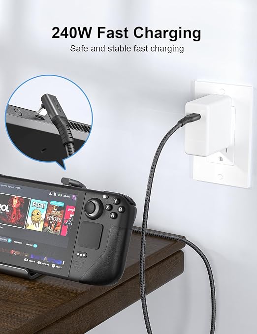 XAOSUN 240W USB 4 Cable for Thunderbolt 4 Cable 1ft USB C Data Cable 40Gbps Transfer 8K 4K Display Compatible with ROG Ally Steam Deck Switch eGPU MacBook Docks