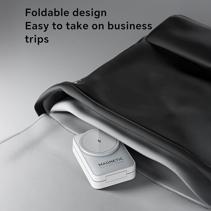 MALOM W91 3-in-1 Multifunctional Wireless Magnetic Charger for iPhone Apple Watch AirPods Foldable Nightlight (Black)