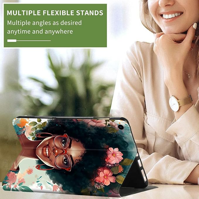 Case for Kindle Fire HD 10 &amp 10 Plus Tablet 10.1 (13th/11th Generation 2023/2021 Release) Lightweight Slim PU Leather Adjustable Multi-Angle Smart Shell Cover with Auto Wake/SleepA Flowers Art