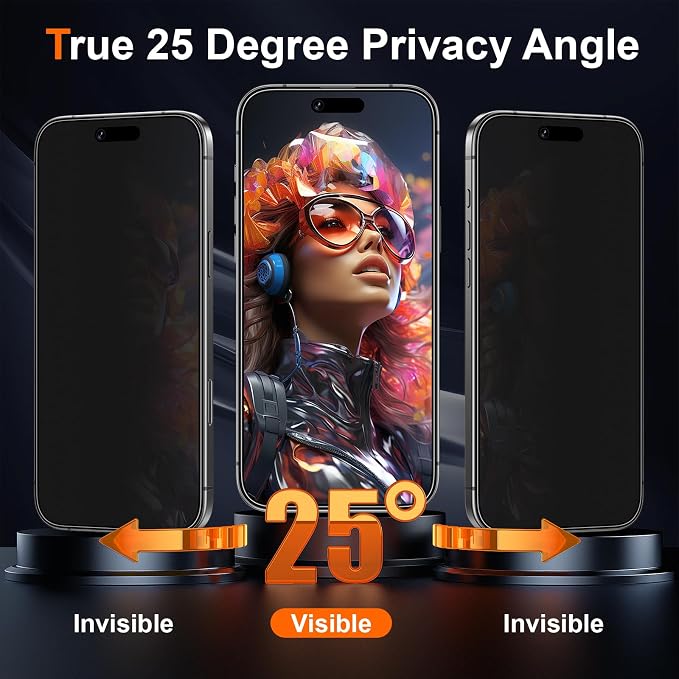 2 Pack Matte Privacy Screen Protector for iPhone 15 Pro Max 6.7-inch with Easy Installation Tool Anti Spy Anti Glare Tempered Glass Film Dynamic Island Compatible Case Friendly 9H Hardness