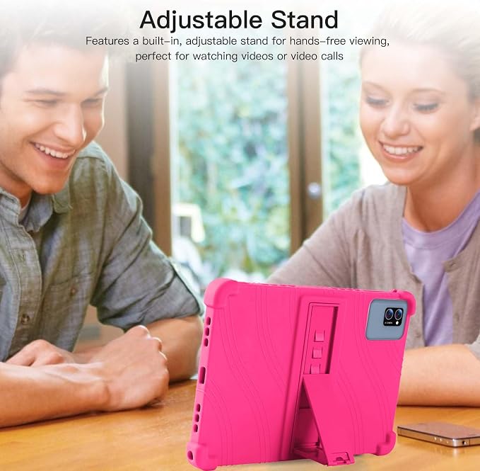 Case for LECTRUS T30W Android 15 Tablet 10 inchSoft Silicone Protector CoverKids FriendlyAdjustable Stand Tablet Cover4 Corners Thicken ShockproofPink