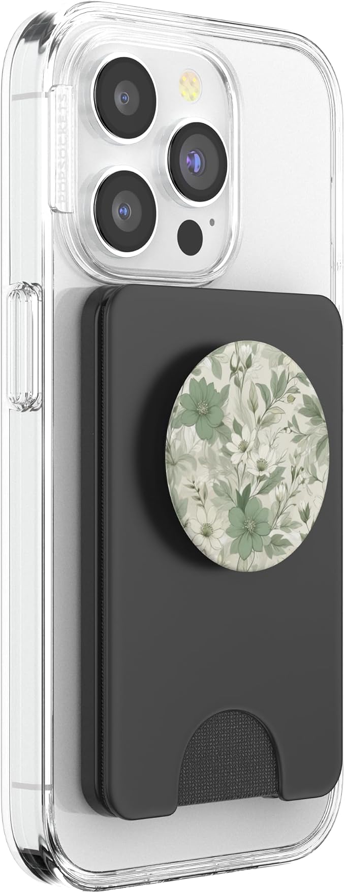 Sage Green Floral Pattern PopSockets PopWallet for MagSafe