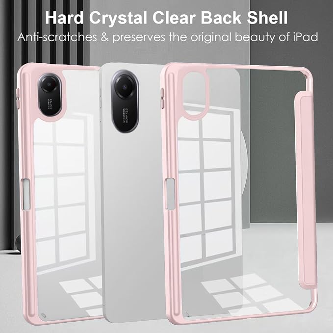 Case for Xiaomi Redmi Pad 2Protective Case with [1 Pack] Tempered Glass Screen Protector Auto Sleep/Wake Cover [Protective Ultra Thin][Stand Function] [Anti Scratch]-Pink