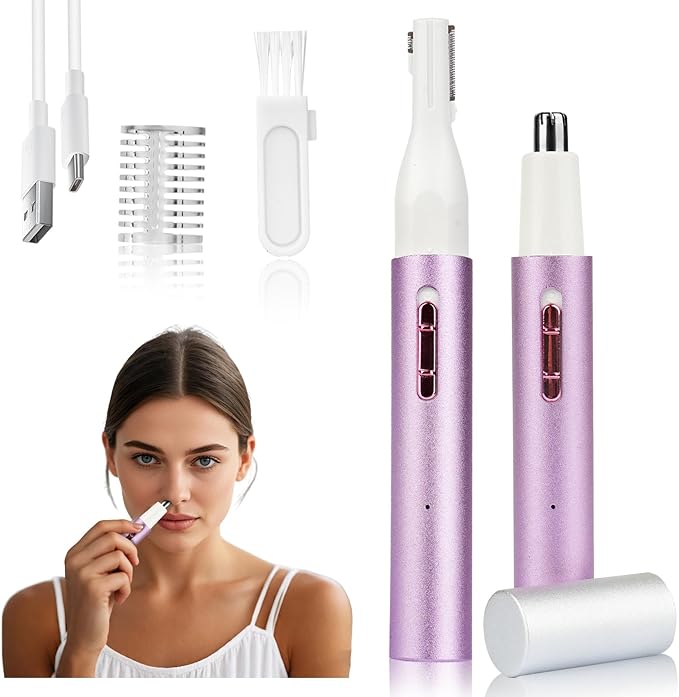 Mendaping 2025 Rechargeable Nose & Ear Hair Trimmer, Dual-Edge Blade Electric Clipper for Women Men, Facial & Eyebrow Hair Removal Tool, Powerful Motor, Painless, Easy to Clean (Multicolor)