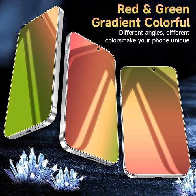 (2 Pack Compatible with iPhone 14 Pro Max Privacy Screen Protector Mirror 25 Degree Anti Spy Anti-Blue Light Red to Green Gradient with Easy Installation Kit No Air Bubbles