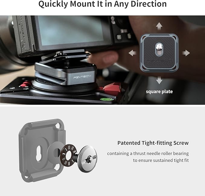 PGYTECH Quick Release Plate +Adapter w/Arcac-Swiss Interface Camera Quick Release Plate Mount for Sony/Nikon/Fuji/DJI Quick Setup Mount w/ 1/4" to 3/8" Screw Thread Gimbles Sliders Tripods Adapter